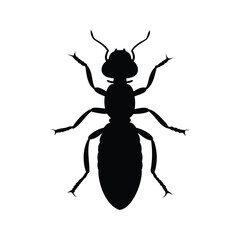 Silhouette of an ant, an insect species characterized by its eusocial behaviour, an ant insect silhouette vector illustration