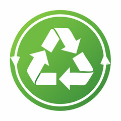 Obraz premium Recycling symbol with three arrows in a circular motion, green gradient.