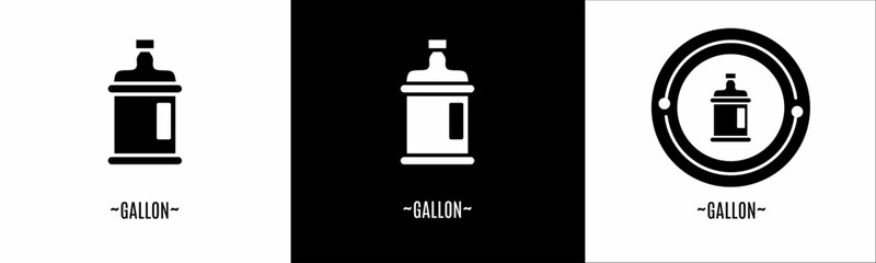 Gallon logo set. Collection of black and white logos. Stock vector.