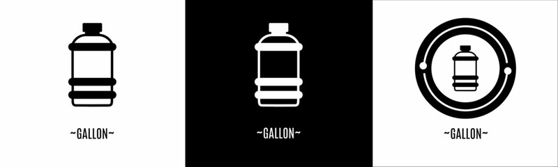 Gallon logo set. Collection of black and white logos. Stock vector.