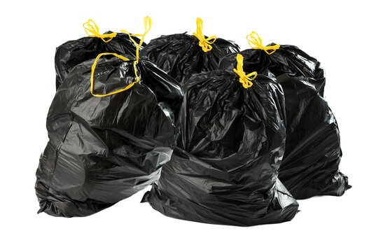 several black garbage bags tied and ready for disposal