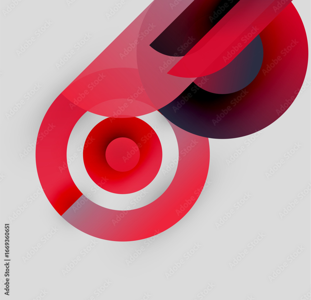 Aufkleber abstract red design. overlapping circles create dynamic visual impact. minimalist style, modern aest