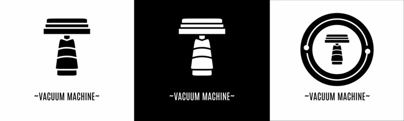 Vacuum machine logo set. Collection of black and white logos. Stock vector.