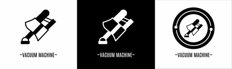 Vacuum machine logo set. Collection of black and white logos. Stock vector.