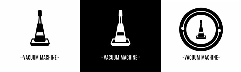 Vacuum machine logo set. Collection of black and white logos. Stock vector.