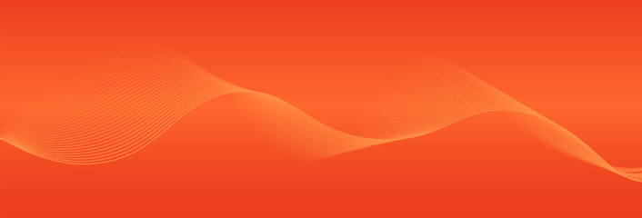 Abstract orange background with flowing lines. Modern glossy yellow line pattern. Futuristic technology concept.