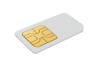 Isolated Isometric SIM Card Illustration: Mobile Communication Technology with Integrated Circuit, Data Transmission, and Subscriber Identity Module for Wireless Connectivity and Authentication