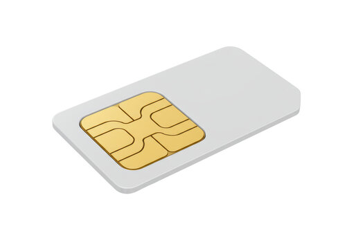Isolated Isometric SIM Card Illustration: Mobile Communication Technology with Integrated Circuit, Data Transmission, and Subscriber Identity Module for Wireless Connectivity and Authentication