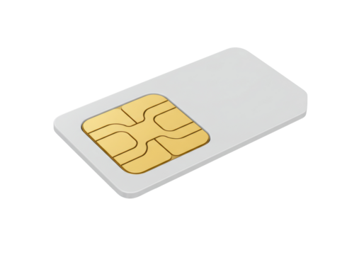 Isolated Isometric SIM Card Illustration: Mobile Communication Technology with Integrated Circuit, Data Transmission, and Subscriber Identity Module for Wireless Connectivity and Authentication