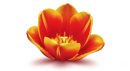 Vibrant tulip in full bloom on white background