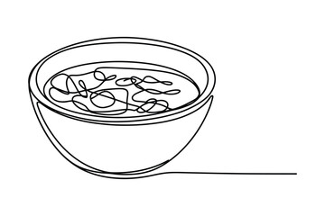 Continuous Line Drawing of a Bowl of Soup | Vector Art for Food and Warm Meal.