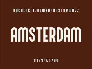 Amsterdam City Text with Alphabet and Numbers on Brown Background
