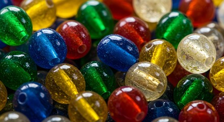 Colorful round beads closeup