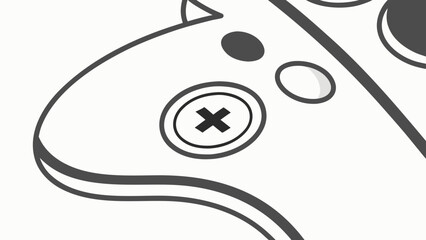 Stylized close up of a cartoonish black and white fish head with a cross symbol inside a circle for an eye and a curved tail