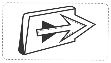 Stylized arrow emerging from a book or document symbolizing progress learning or forward movement with a modern graphic design