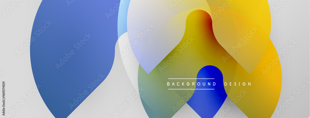 Poster Abstract colorful shapes overlap, creating dynamic visual effect. Gradient hues blend smoothly, offering modern aesthetic.