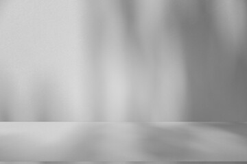 Wall interior background, studio and backdrops show products.with shadow from window color white and grey. background for text insertion and presentation product	