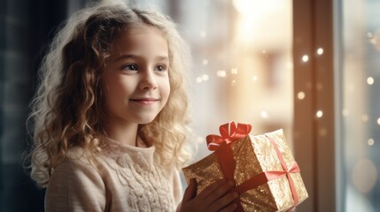 Children celebrating Christmas at home. Holiday celebration concept.