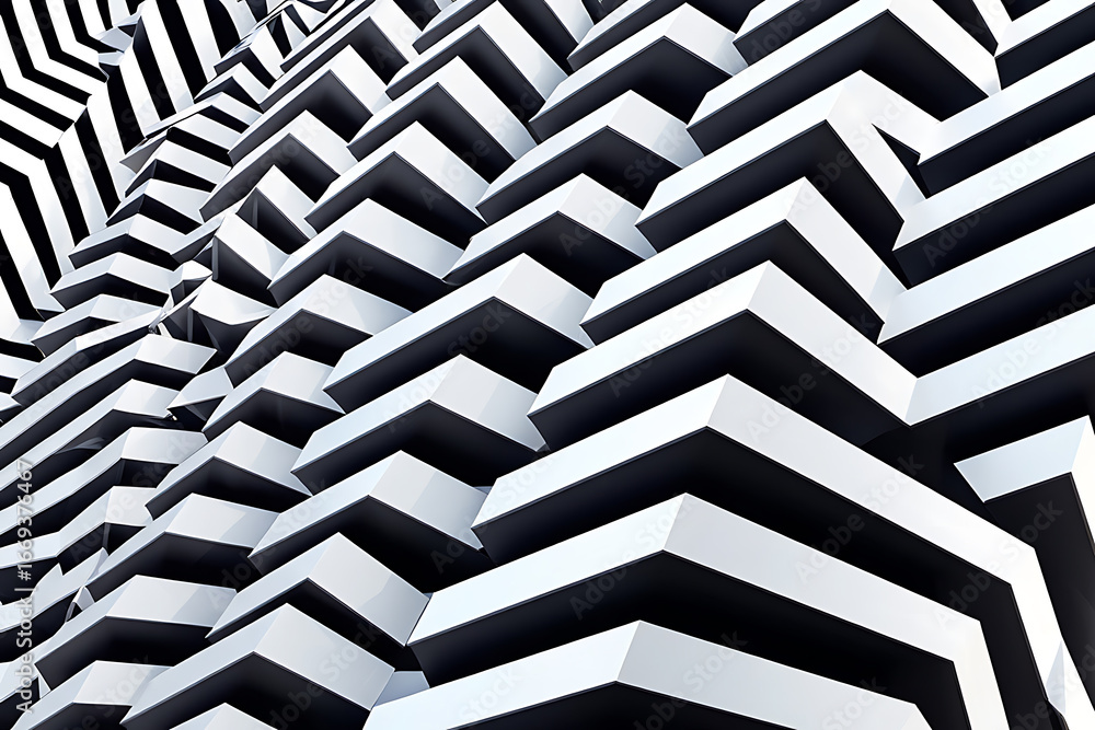 Fototapete dynamic monochrome geometric architecture with sharp angles and modern feel creating an optical illu