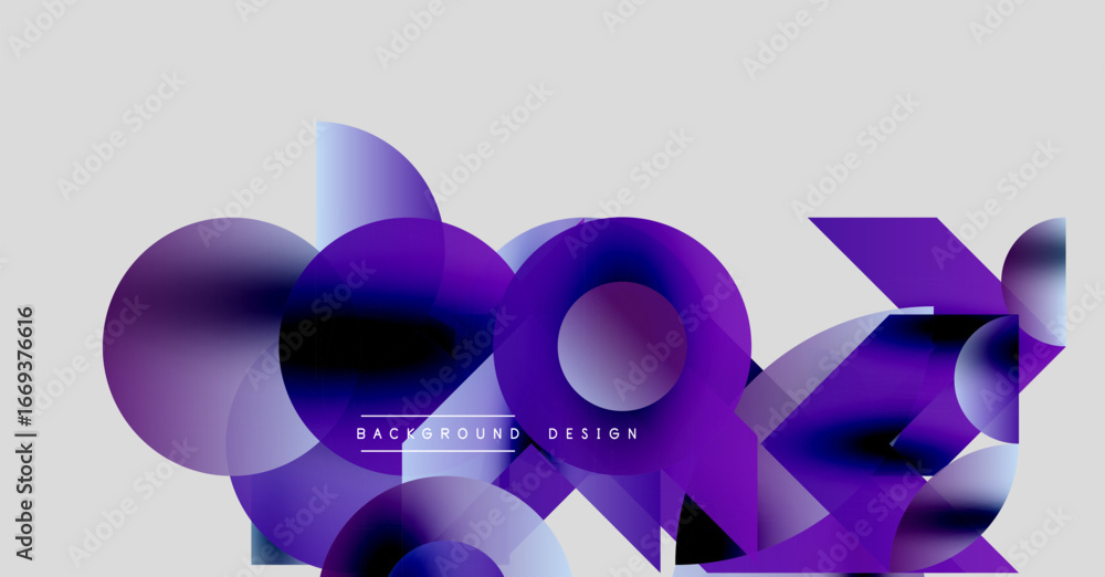 Poster abstract purple shapes overlap, creating dynamic composition. modern design elements suggest innovat