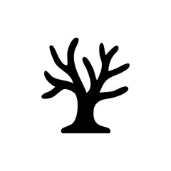 Silhouette of a bare tree with branches, isolated on a white background.