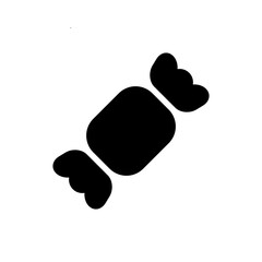 Silhouette of a wrapped candy, depicted in black against a white background.