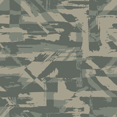 Striped dirty camo print. Wall stained with paint background with dry brush strokes. Seamless pastel light beige wallpaper. Camouflage hand draws grunge texture painted with a roller