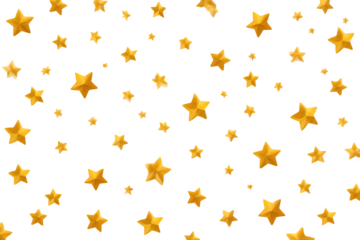 A festive pattern of golden star confetti scattered across a surface

