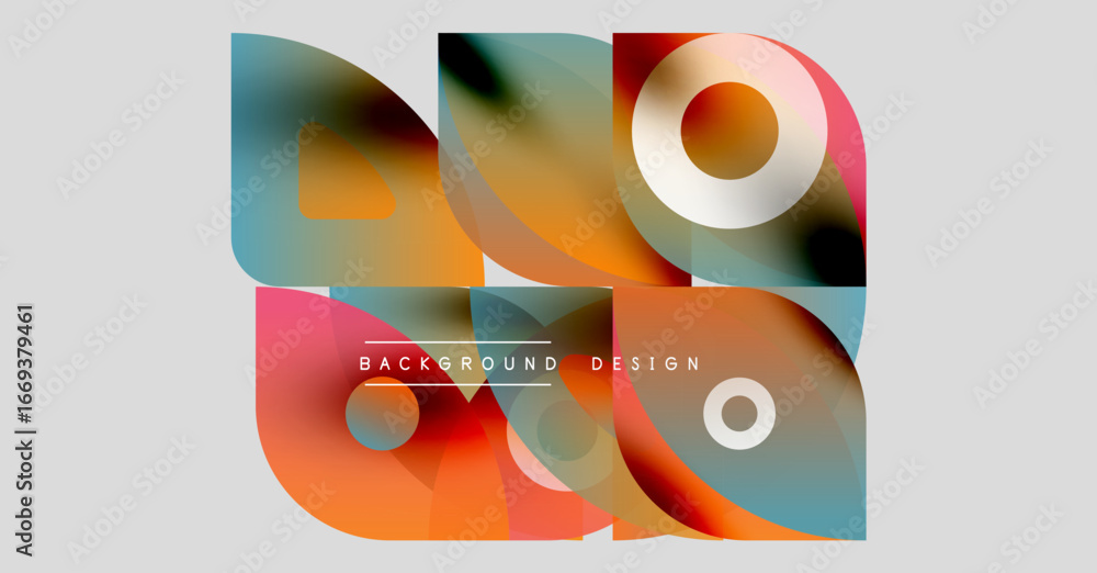 Aufkleber abstract colorful shapes overlap, creating dynamic background. text reads background design. modern 