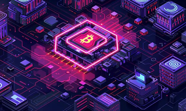 Bitcoin City Cryptocurrency Digital Landscape. Landscape bitcoin cryptocurrency blockchain city futuristic Cryptocurrency