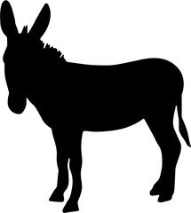 black and white silhouette of a donkey