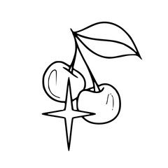 cute cherry outline drawing
