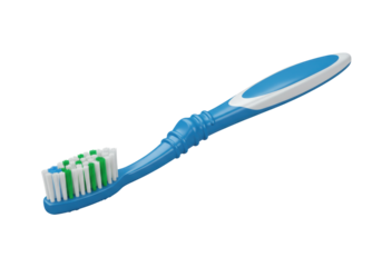 Isolated Blue Toothbrush with Angled Bristles and Comfortable Grip for Optimal Dental Hygiene on a White Background