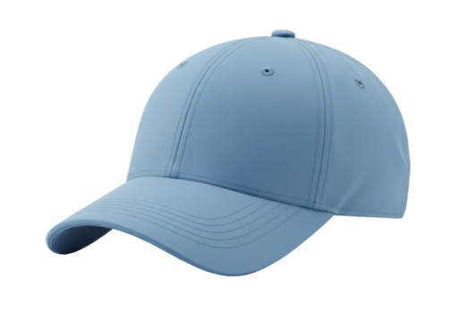 Isolated Light Blue Baseball Cap: Headwear Fashion Accessory for Sports, Athletics, and Casual Style in a Clean, Modern Design
