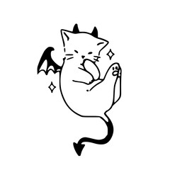 kawaii demon kitten with bat wings