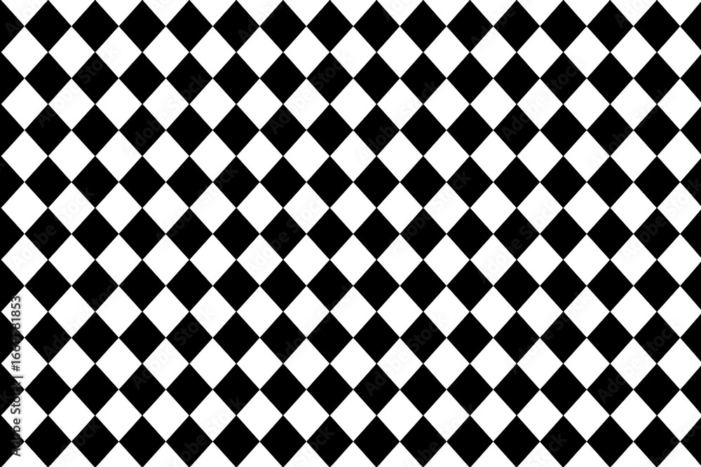Poster black and white diamond pattern arranged in a seamless, alternating grid creating a classic harlequi