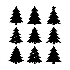 Obraz premium set of christmas tree vector silhouette art illustration
