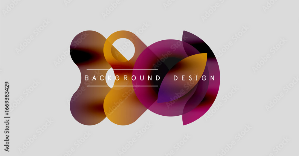 Poster abstract colorful shapes overlap, creating dynamic background. text reads background design. minimal