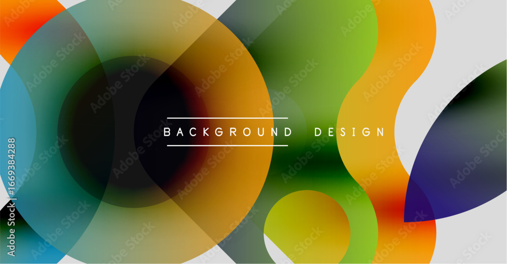 Aufkleber abstract colorful overlapping circles create dynamic background. gradient hues blend, forming modern