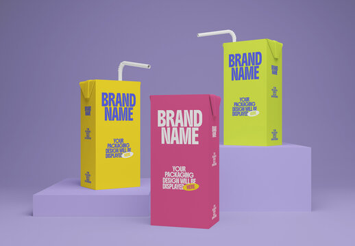 Juice Box With Straw Mockup