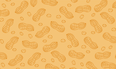 Peanuts seamless pattern with flat line icons. Peanut background. Perfect for packaging, fabric, textile, wallpaper, and background