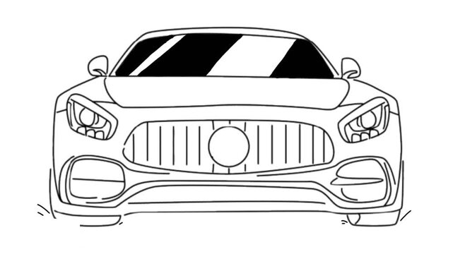 line art animation of sport car