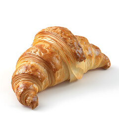 Golden, Flaky Croissant Isolated on White Background