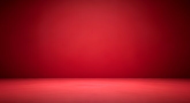 A seamless studio backdrop with a textured red wall and floor subtly lit from above creating a gradient effect background lighting empty clean minimal simple design template