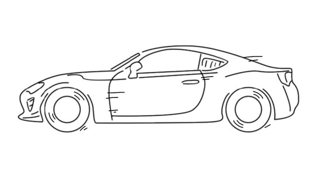 line art animation of sport car