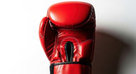 Fototapeta premium Bright red leather boxing glove isolated on a pure white background for sports concept