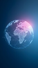 Fototapeta premium Abstract concept of global business, earth with network lines, blue gradient