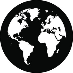 Black and white globe illustration earth world