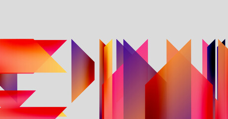 Abstract geometric shapes, vibrant colors, layered design. Modern composition with sharp angles, dynamic visual impact.