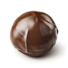 Obraz premium Glossy Chocolate-Covered Treat Isolated on White Background